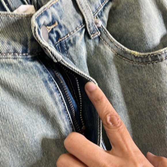 Oli & Hali Love Patch Wide Leg Baggy Denim Pants size Large Boho Distressed NWOT - Picture 7 of 13